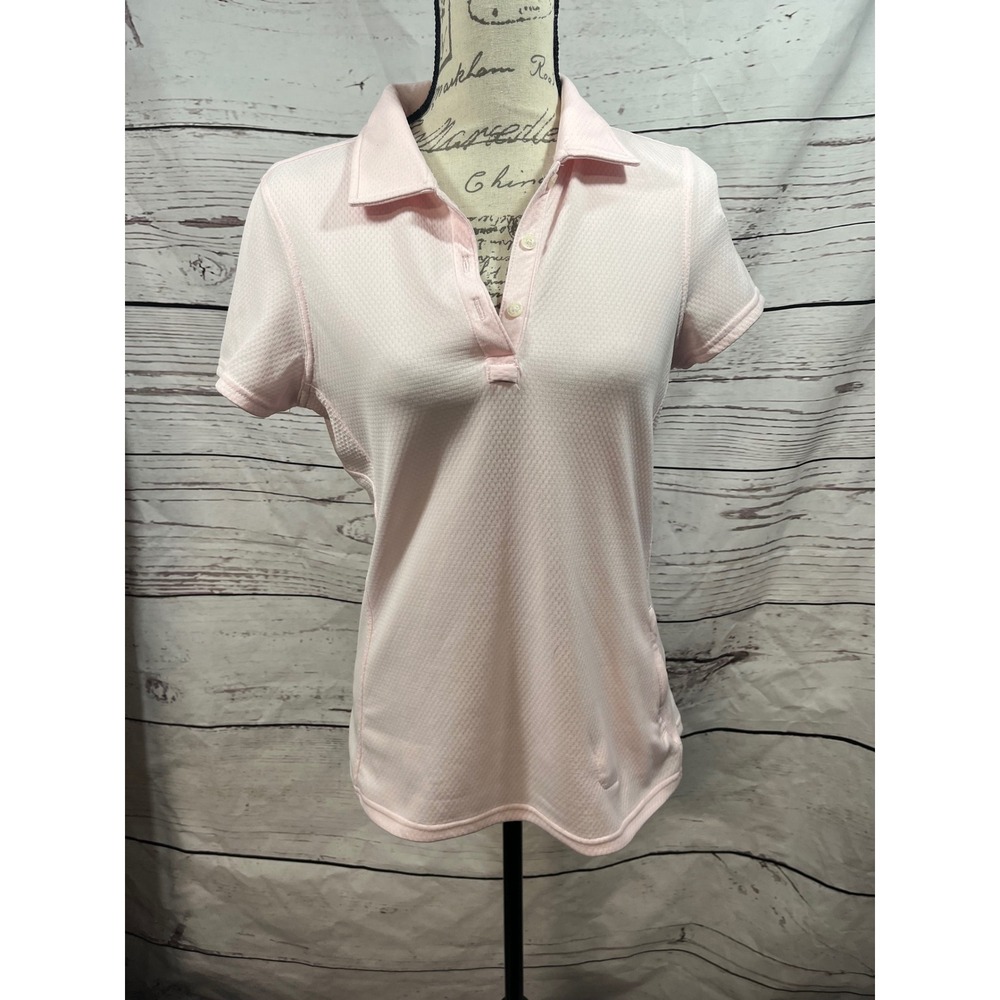 LLBean Women Pink Short Sleeve Polo Shirt Size M‎ Breathable Polyester Golf